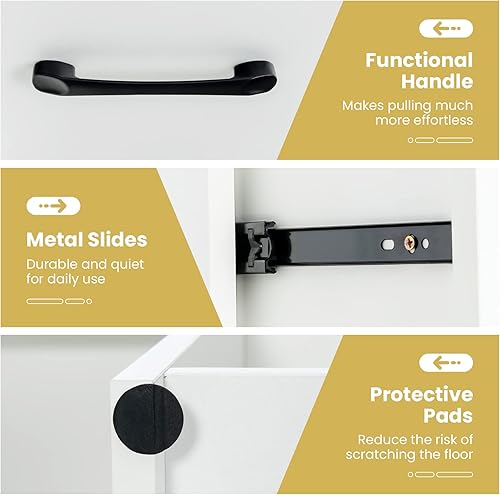 Miniatura 6 de Giantex Escritorio blanco para computadora, escritorio de estudio de 40 pulgadas con cajones y estantes de impresora, estación de trabajo moderna