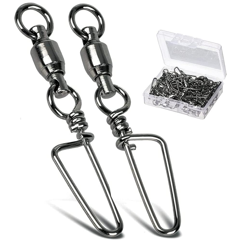 9Tong Kugellager Wirbel mit Coastlock Snap, Edelstahl geschweißter Ring für Angeln Salzwasser Standard Schwarz 25pcs 77lbs