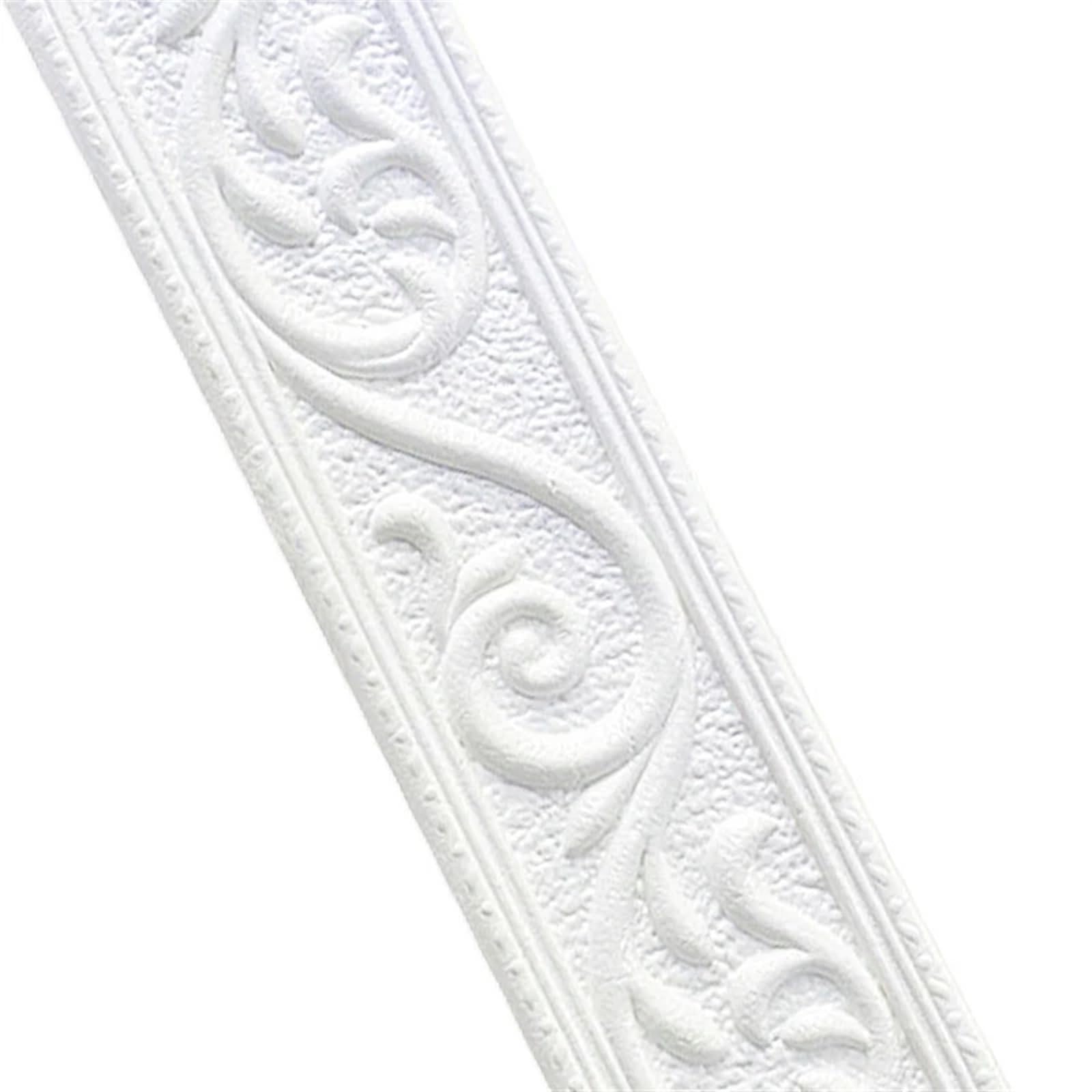 Yxinaer White-01 Dado Rail Self Adhesive Foam Wall Stickers Self Adhesive Waterproof Baseboard Wallpaper Border Sticker Living Room Bedroom Home Decor(,230X4.8x0.6cm)