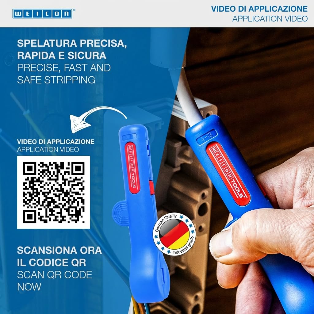 WEICON TOOLS Spelafili Tondi n. 13 per Cavi Tondi e Umidi da 6-13 mm Ø, Strumento di Spelatura in Poliammide Rinforzato con Fibra di Vetro, Made in Germany