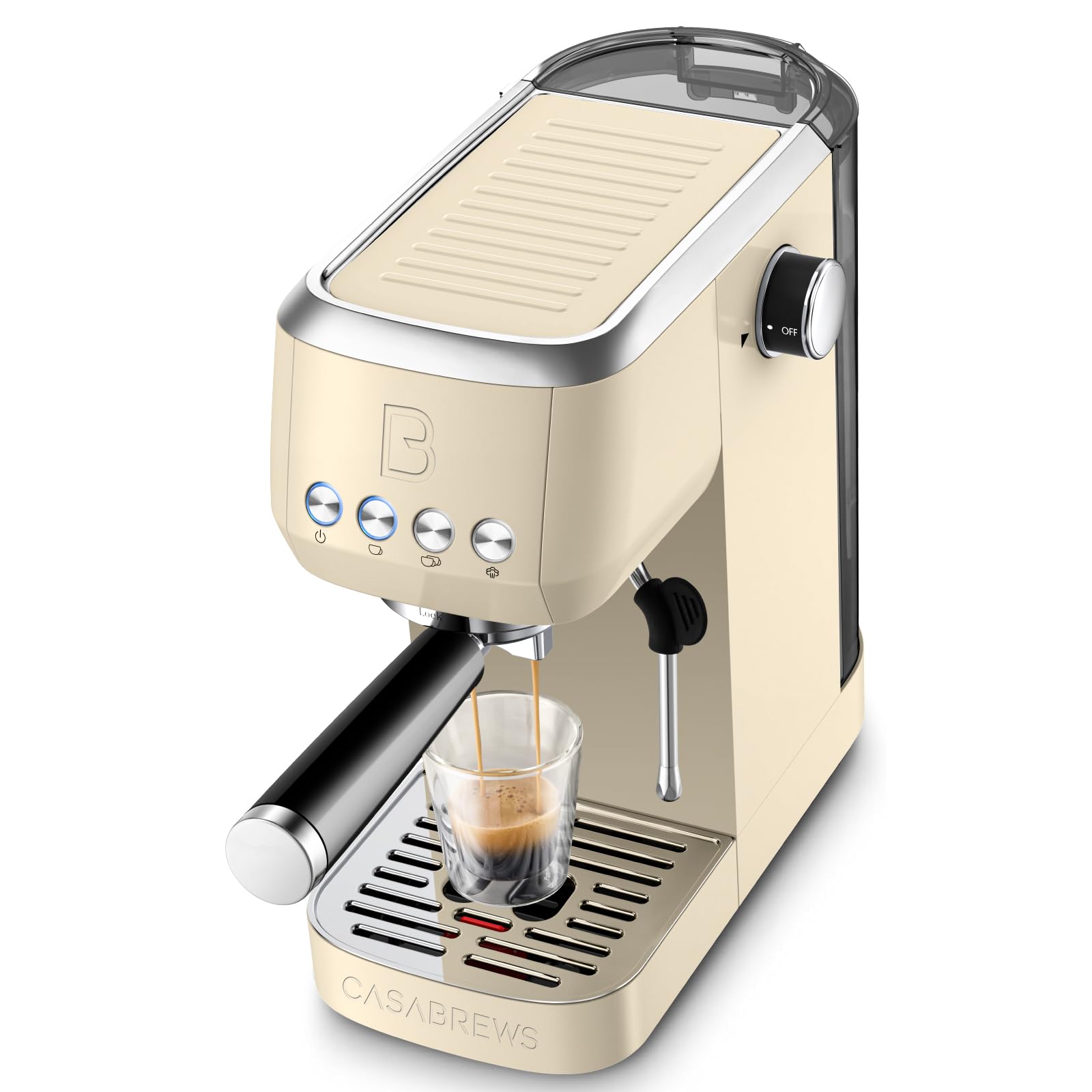 CASABREWS3700 Essential Espresso Machine 20 Bar, Stainless Steel Coffee Maker with Steam Milk Frother, Espresso Coffee Machine Cappuccino Latte Machine with 43.9oz Removable Water Tank, Creamy