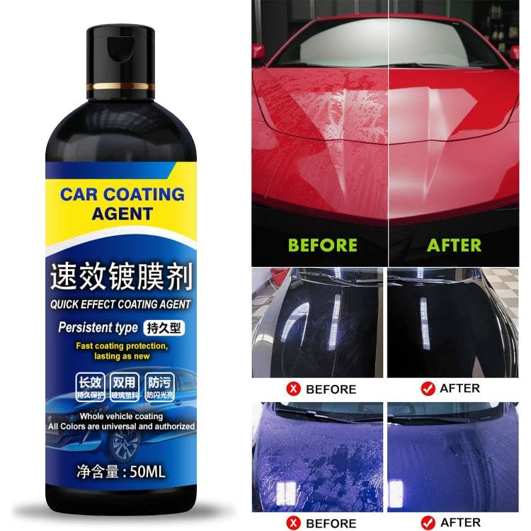 Image of Car Coating Spray, Quick Effect Coating Agent, Quickly Coat Car Wax, Car Scratch Wax Polish Spray Waterless Wash, Oil Film Emulsion Glass Cleaner 50ml (Pack Of 2)