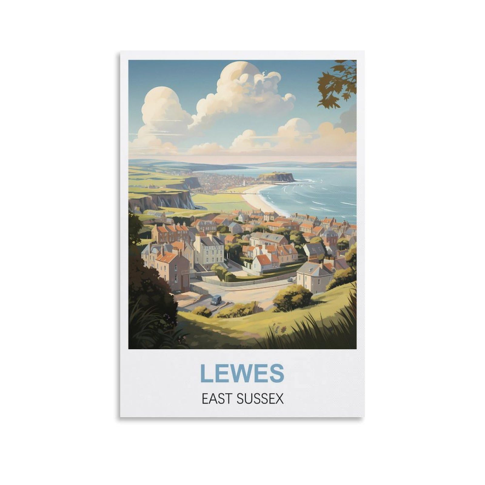 WHCHEEH Lewes East Sussex Vintage Travel Poster 08x12inch(20x30cm) Canvas Art Print Wall Art Decor Picture