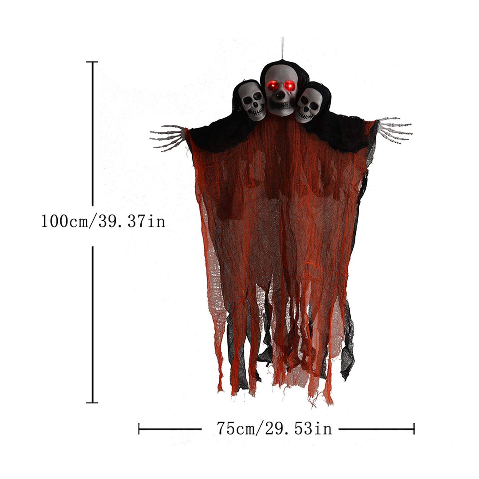 Sensore di movimento decorazione di Halloween spettrale Halloween Haunted House Decor teschio scheletro ad attivazione vocale con occhi a Led ragno finto  15