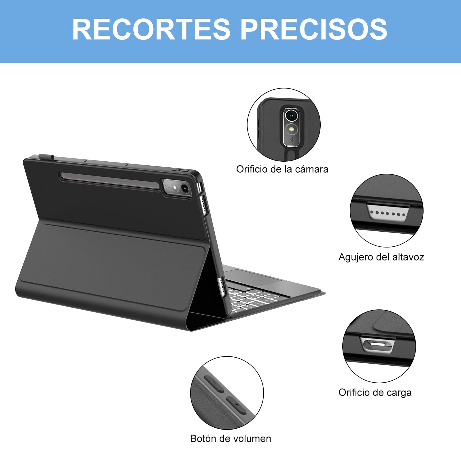 FOGARI Teclado con Trackpad para Lenovo Idea Tab Pro 12.7" 2025 | Funda para Lenovo Idea Tab Pro 12.7 con Español Ñ Teclado Retroiluminado Bluetooth Magnético Desmontable con Trackpad, Negro