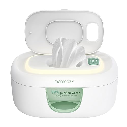 Momcozy Calentador de toallitas para bebé, diseño innovador de resorte, dispensador de toallitas de gran capacidad, calentamiento rápido y uniforme,