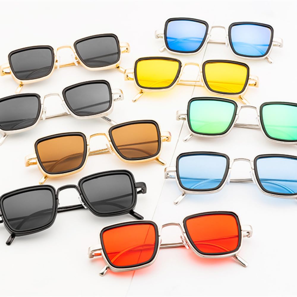 Gafas de Sol con Montura metálica Retro para Hombre y Mujer, Lentes de Sol de Playa para Exteriores, Color Negro, Amarillo, Rojo, UV400
