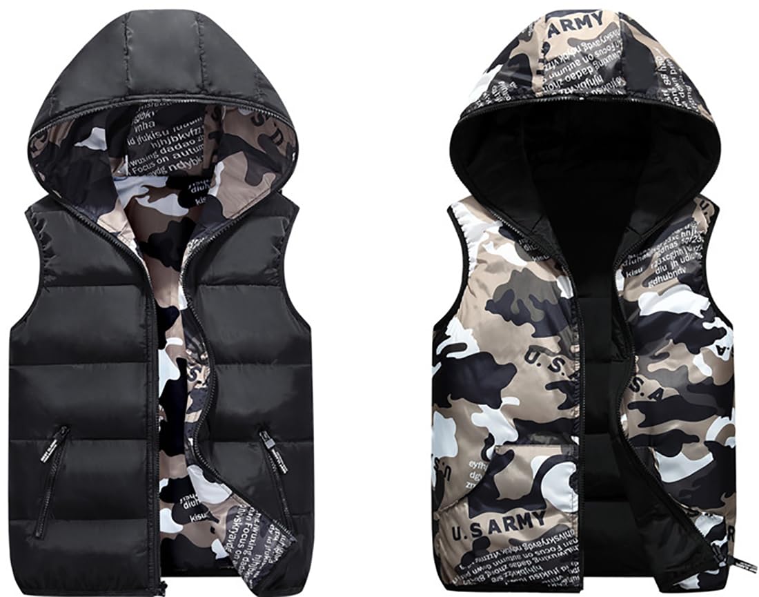 Enfants Puffer Matelassé Gilet Veste Filles Garçons Doudoune Sans Manche Gilet à Capuche Veste Hiver Manteaux