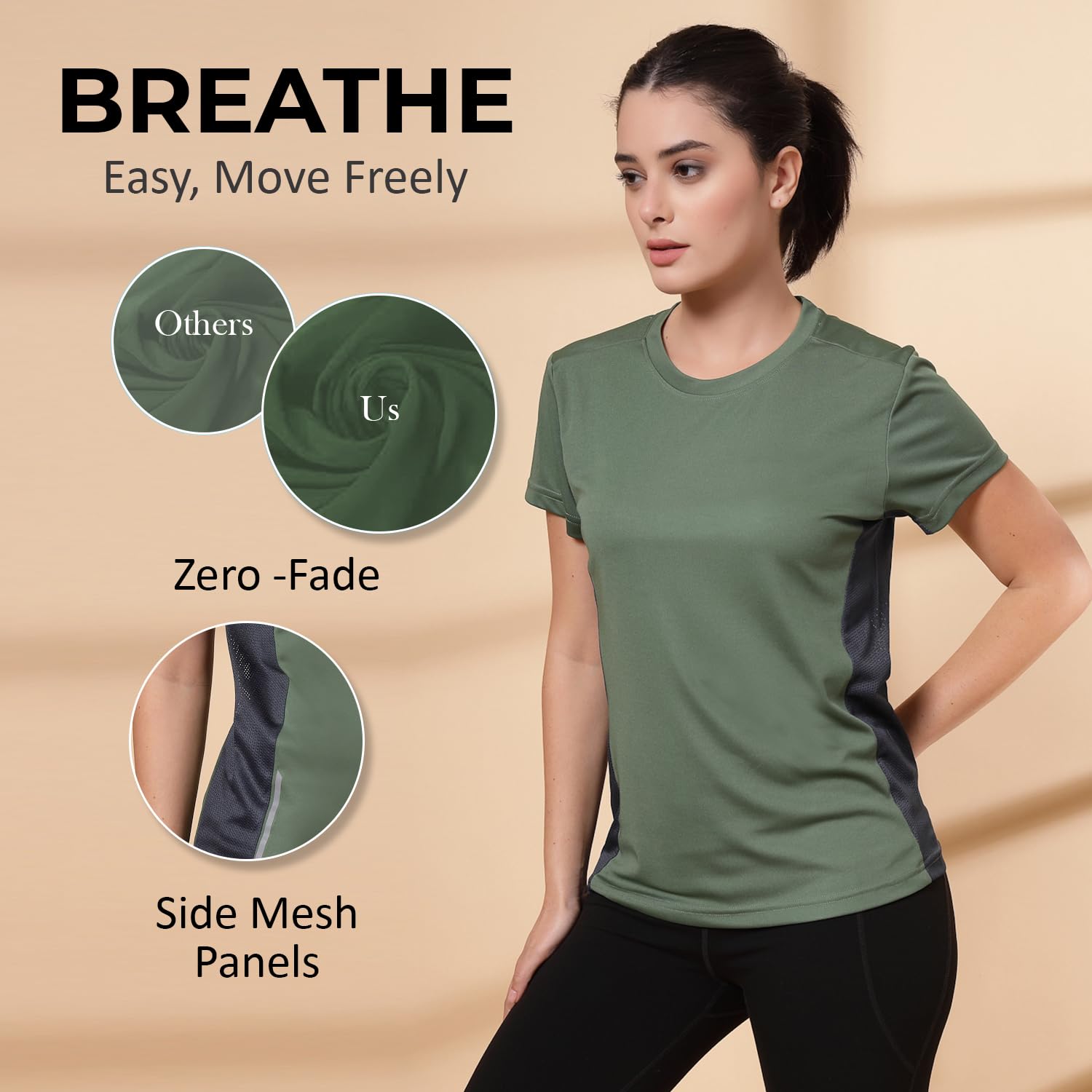 CHKOKKO Gym Tshirt for Women Workout Dry Fit t Shirt Sports Tshirt Lightweight Round Neck Breathable Half Sleeve Activewear Mesh Running Yoga Tops for Woman LightGreen M 1
