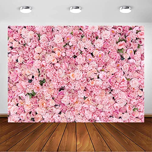 Avezano 2.1x1.5m Rose Rose Mur Toile de Fond Mariage Fleur Photographie Fond décors Floraux pour la Saint Valentin Anniversaire Nuptiale Douche fête décoration