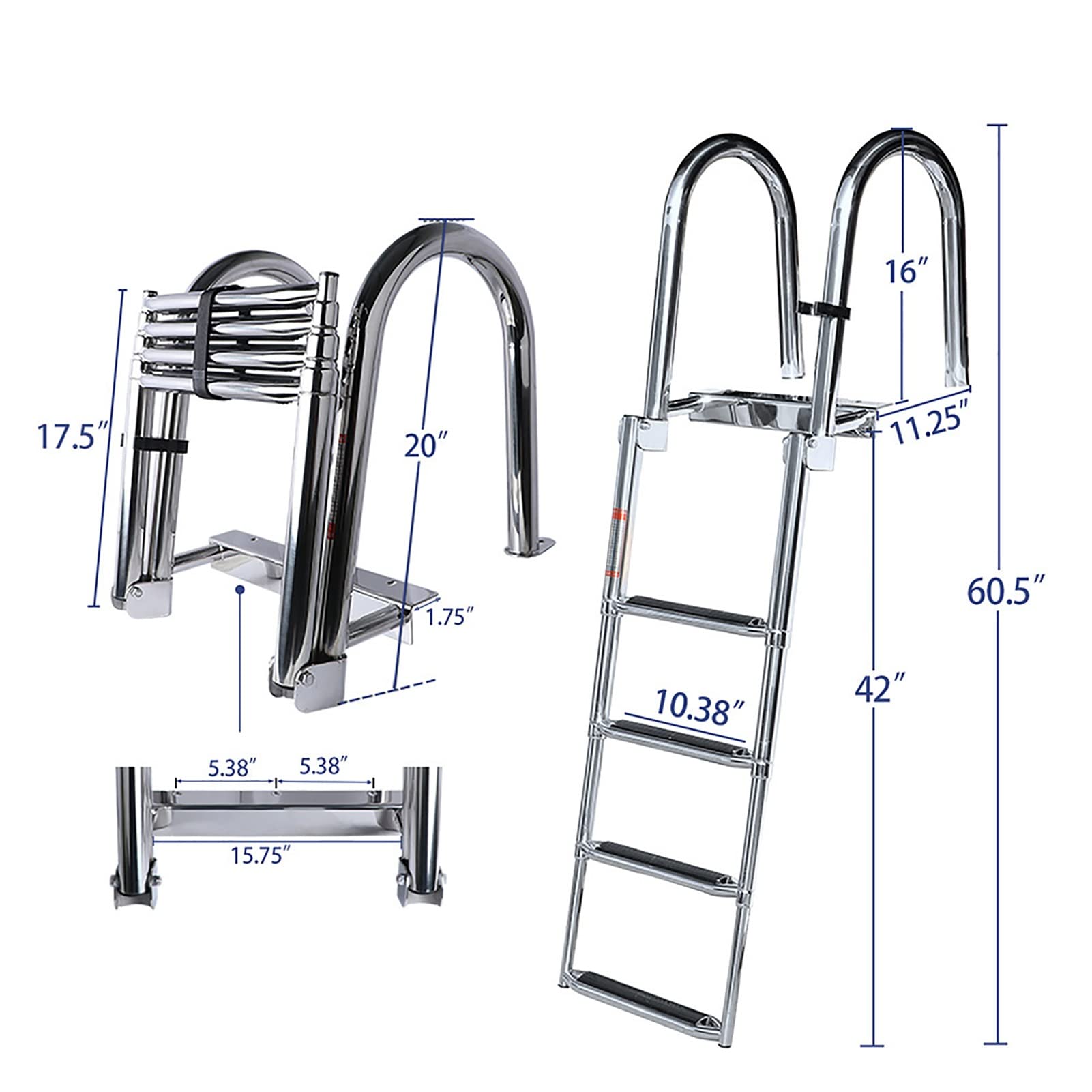 Scaletta Bagno Telescopica Barche A 4 Gradini Scaletta Bagno Barche Scaletta Bagno Pieghevole in Acciaio Inox con Pedali Antiscivolo Scaletta Barche Scaletta Telescopica Yachts Marina