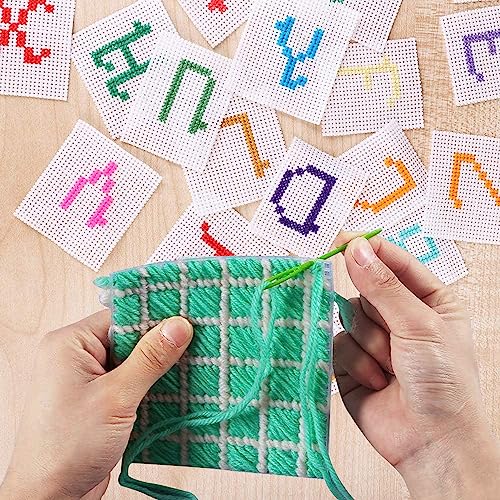 Image of Allazone Plastic Mesh Canvas Sheets for Embroidery - 53 PCs, Square Mesh, Knit & Crochet Projects
