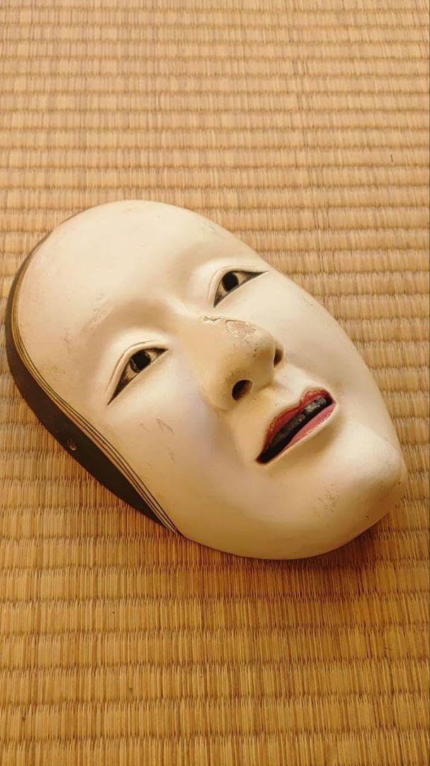 翁　お面　骨董　能面　神楽面 壁飾り 作者名彫りあり2枚 木彫り面 能面 神楽面 翁面 【公式通販】