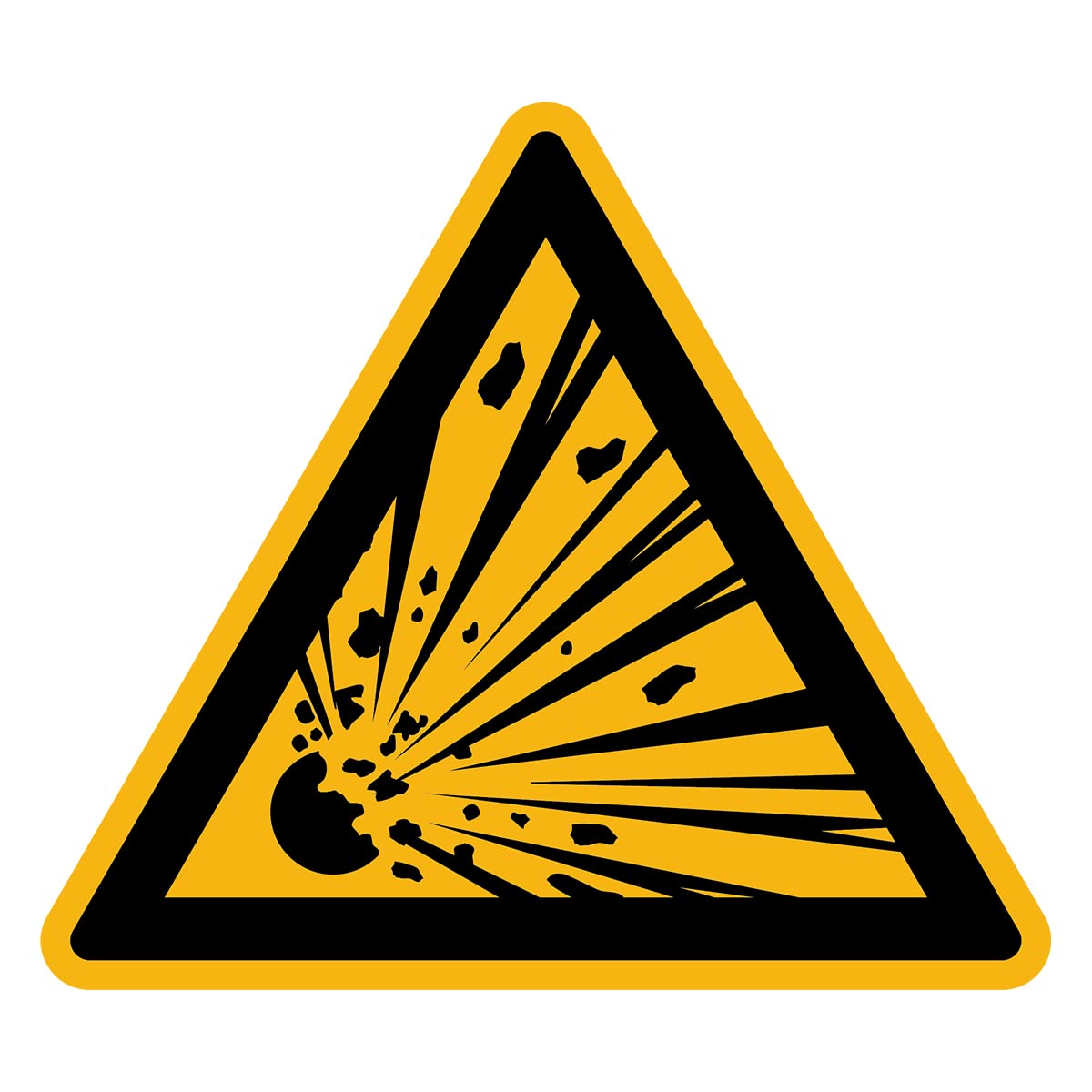 Sticker Danger Warning NF ISO 7010 - Laminated Triangular Signage Adhesive Sticker Water and UV Resistant - Explosive Materials - 60x60 cm