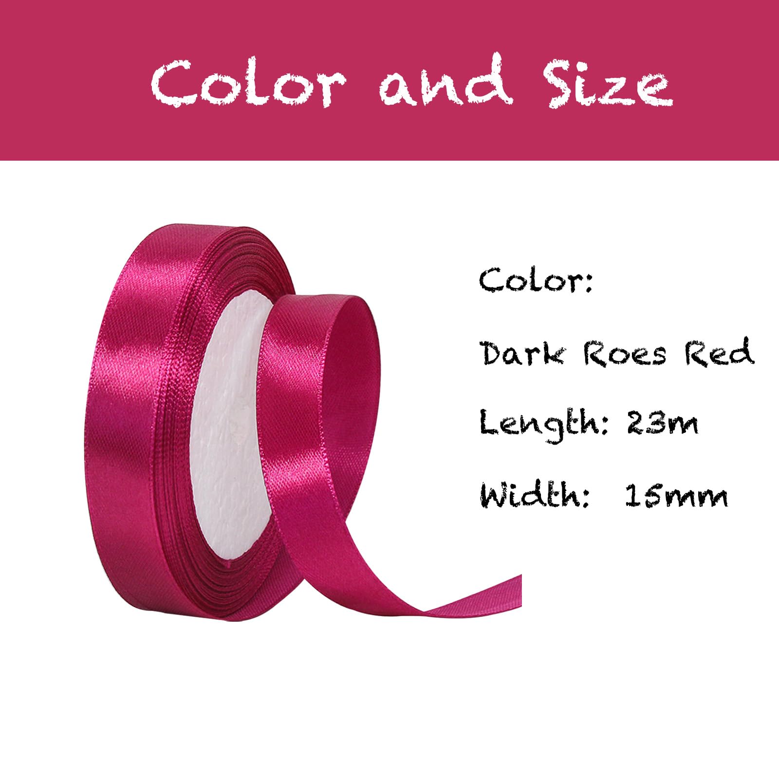 GORGECRAFT Doppelseitiges Satinband - 27 Meter X 15 Cm, Tiefrosa, Polyester, Für Geschenkverpackung, Hochzeit, Partydekoration & Basteln