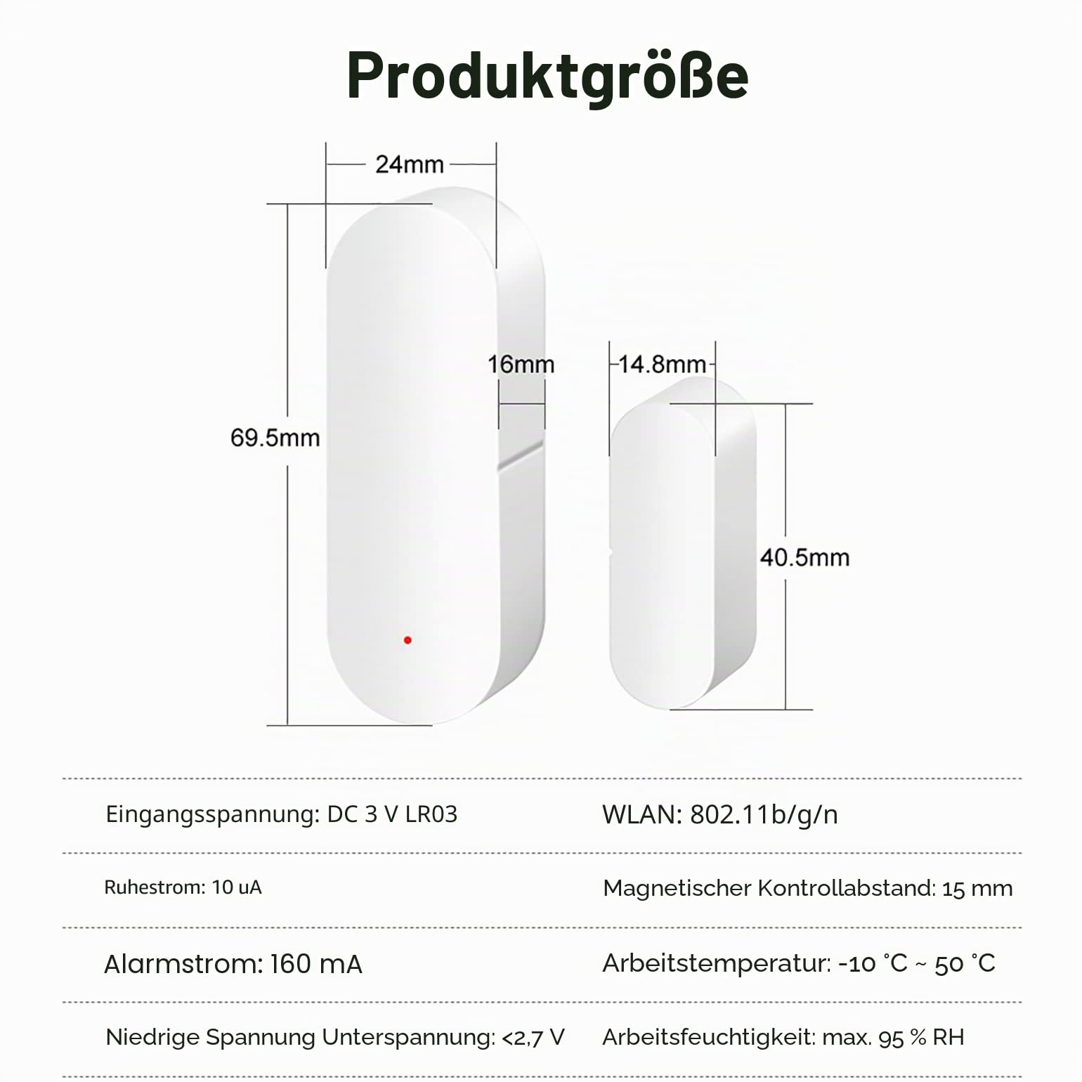 Tür-Fenster-Sensor: Smart Tuya Türsensor Kostenlose App Echtzeit-Benachrichtigungen, WiFi Fensterkontaktsensor für Heimsicherheit & Smart Home Automation, Arbeiten mit Alexa Google Assistant (4 Pack)