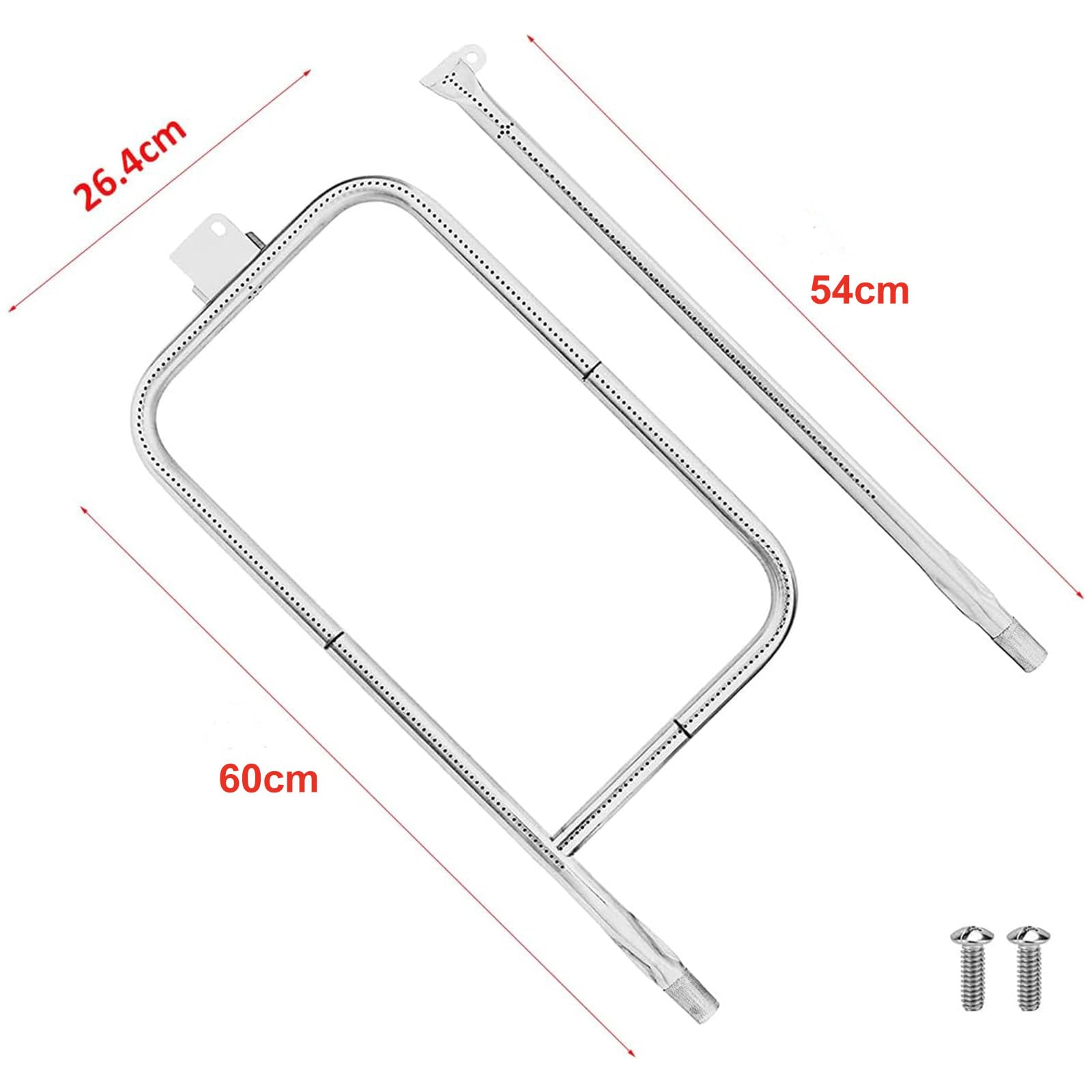 Denmay 65032 Quemador de Tubo de Acero Inoxidable, Accesorio para Rejilla Weber Q Series Q300, Q320, Q3000 y Q3200, 404341, 424001, 426001, 57060001 586002, Pieza de Repuesto 60036 80387 65032 80385