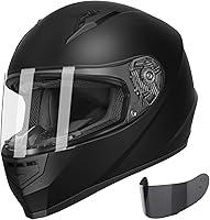 GLX GX11 Compact Full Face Motorcycle Helmet Matte Black Large - DOT Approved w/ Tinted Visor