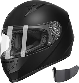 GLX GX11 Compact Full Face Motorcycle Helmet Matte Black Large - DOT Approved w/ Tinted Visor