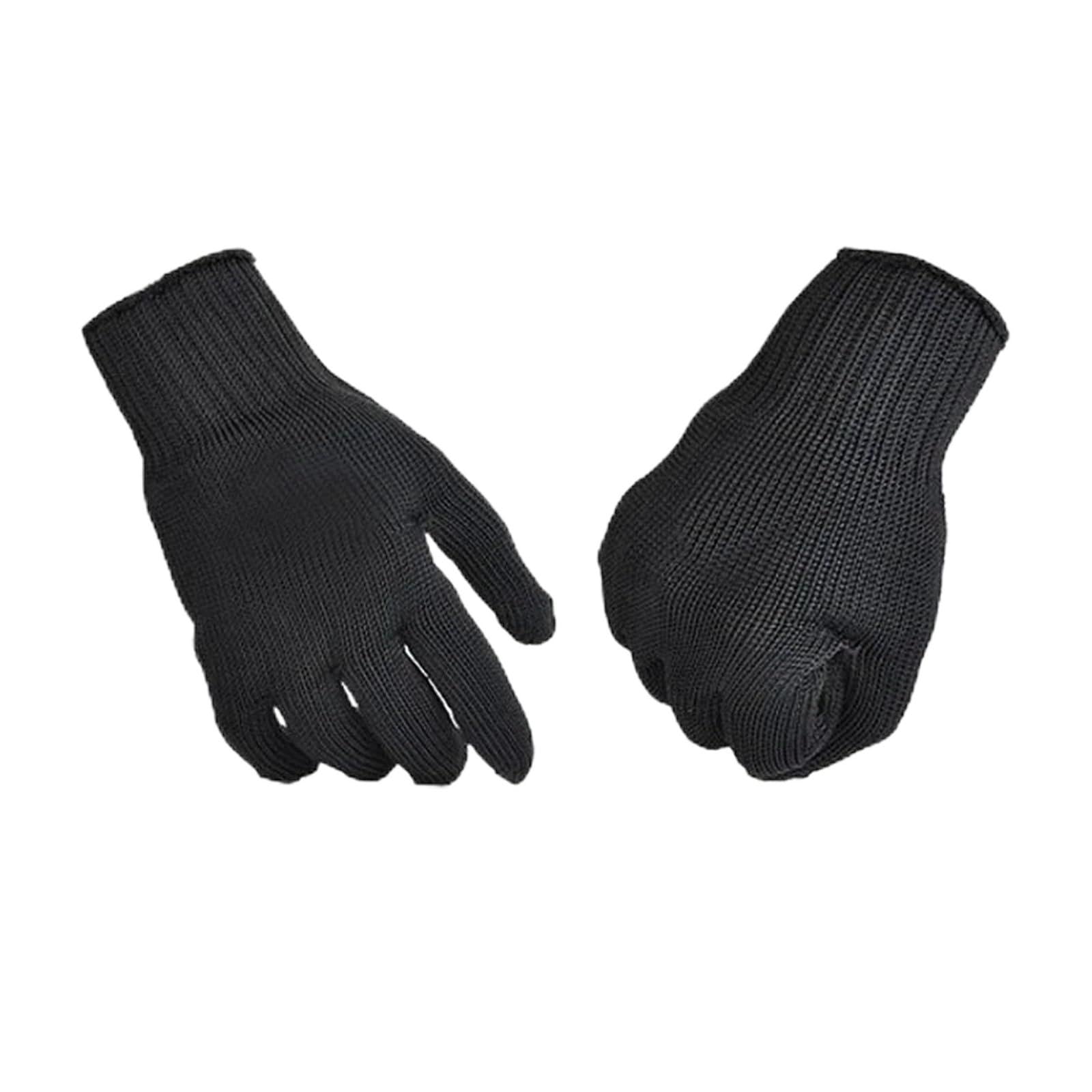 Guantes anticorte (1 par) Guantes negros de autodefensa con malla metálica y alambre de acero. Guantes de trabajo resistentes al desgaste. Protección de seguridad.