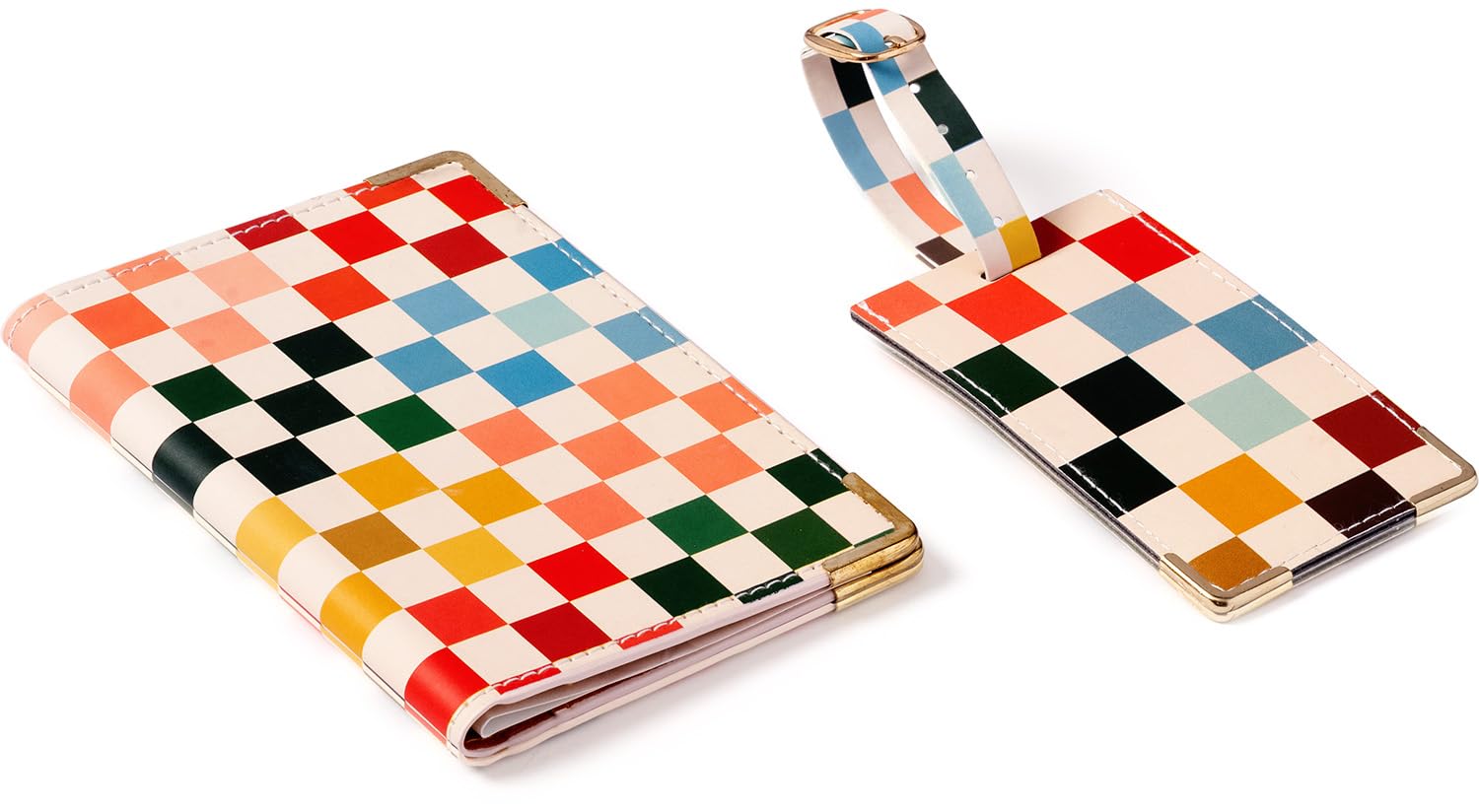 WORD TRAVELER Passport Cover Holder And Luggage Tag Set In Gift Box | Faux Material, Adjustable Buckle Strap, Privacy ID Window, Slim Lightweight Build for Easy Carry