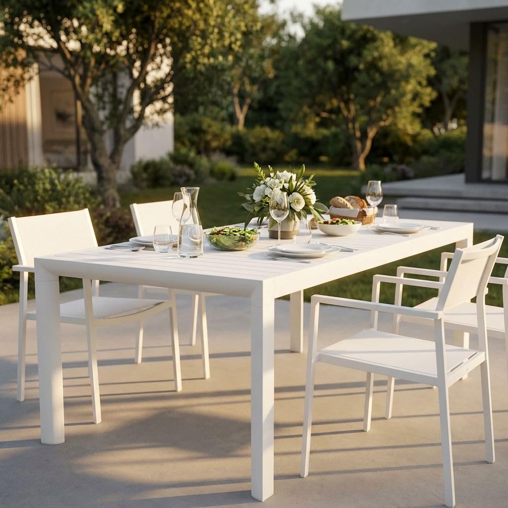 MilaniHome.it - Tavolo da Giardino Allungabile in Alluminio antiruggine 135/180X70di coloreBianco