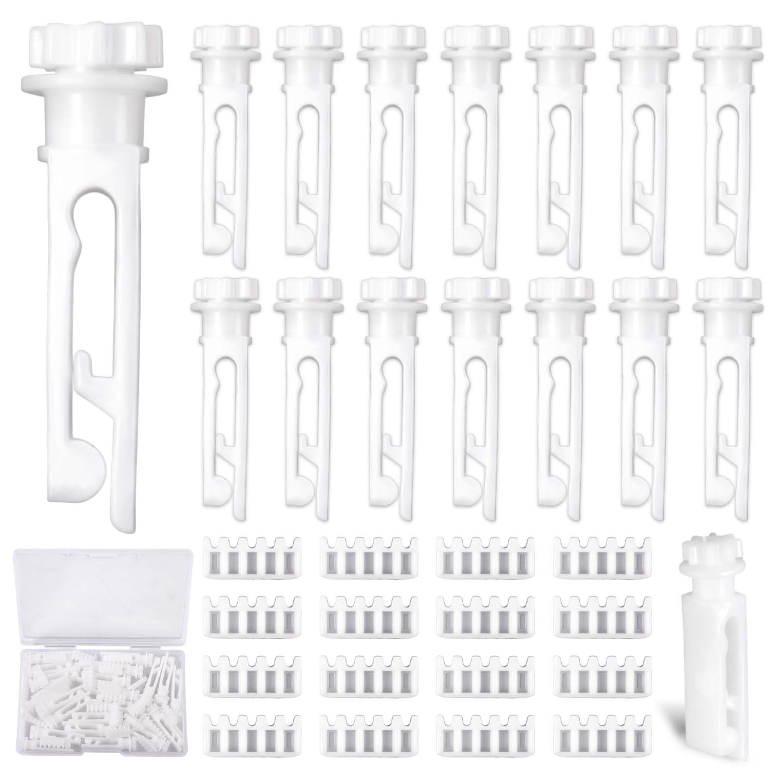 INJOYTEC 48 Pieces Vertical Blinds Replacement Stem and Gear White Plastic Vertical Pulley Replacement Parts Louver Gear kit for for Headrail Carrier Stem Curtain Accessories