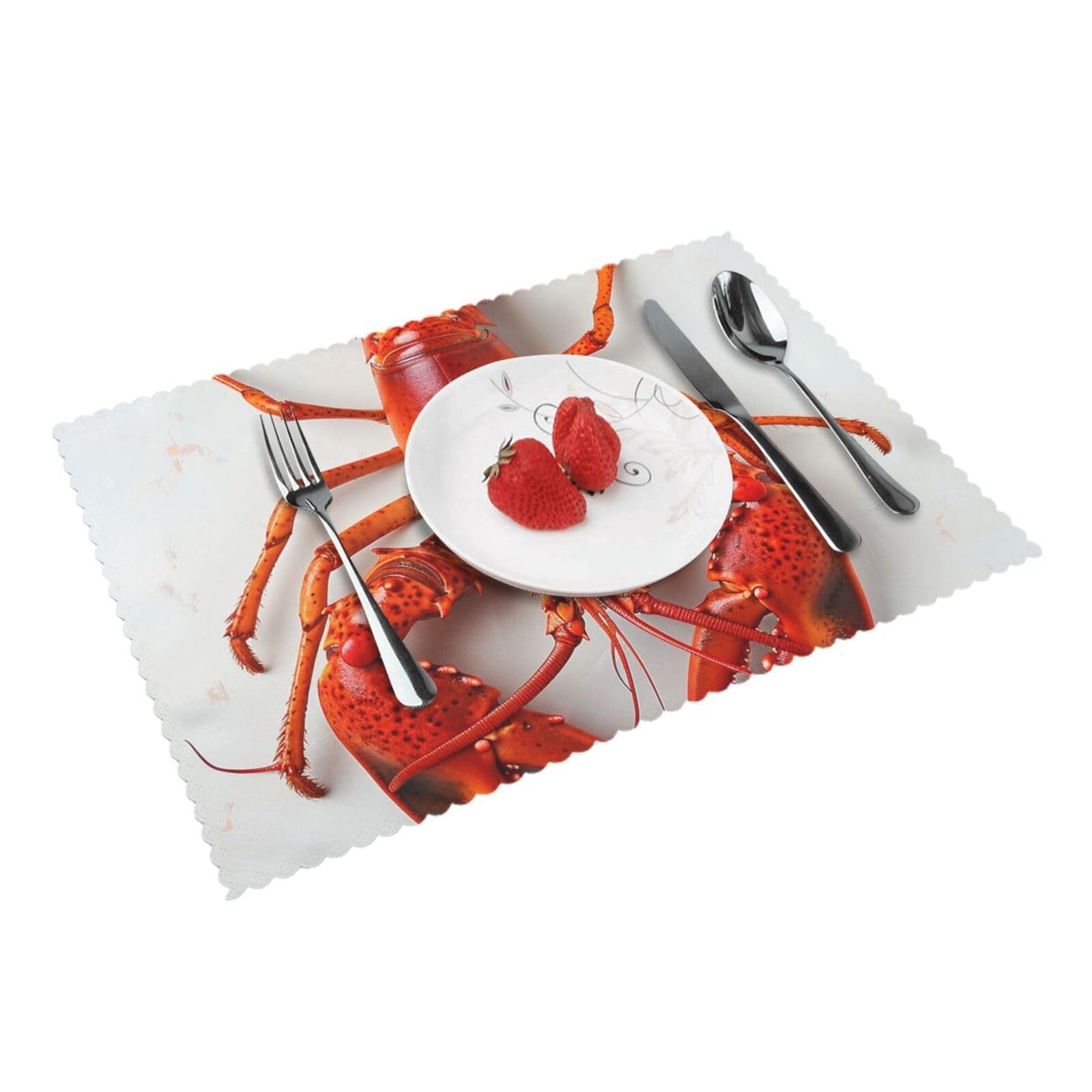 Lobster Printed Placemat Heat Resistant Place Mats Set of 4 PCS Washable Kitchen Table Mats, 12x18 Inch