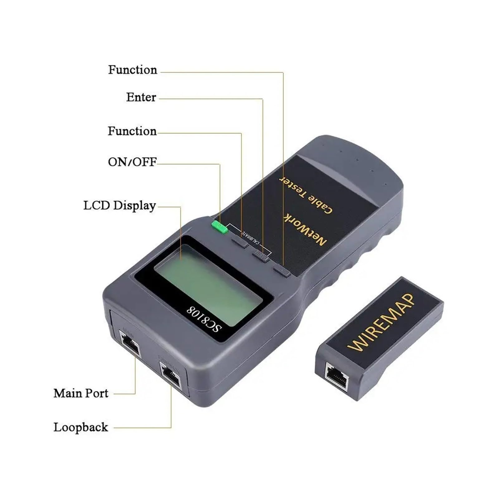 Tester Kabli Sieciowych, Przenośny miernik testowy sieci LCD RJ45 Cat5e Cat6 UTP Nieekranowany kabel LAN Tester i Kabel telefoniczny RJ11 z wyświetlaczem