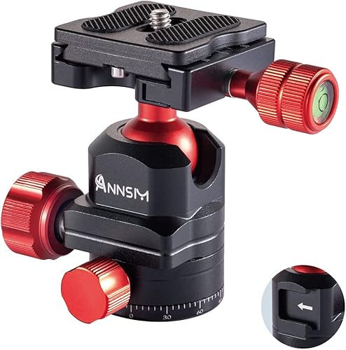 Cabeza de bola de trípode, cabeza panorámica giratoria de 360 grados con asiento de zapata fría y placa QR de 1.496 in de ancho para cámara réflex