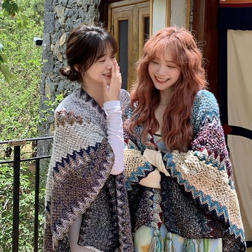 Fall Winter Scarf for Women - Bohemian Style Faux Wool Travel Shawl, Ideal for Home or Autumn/Winter Trips.3