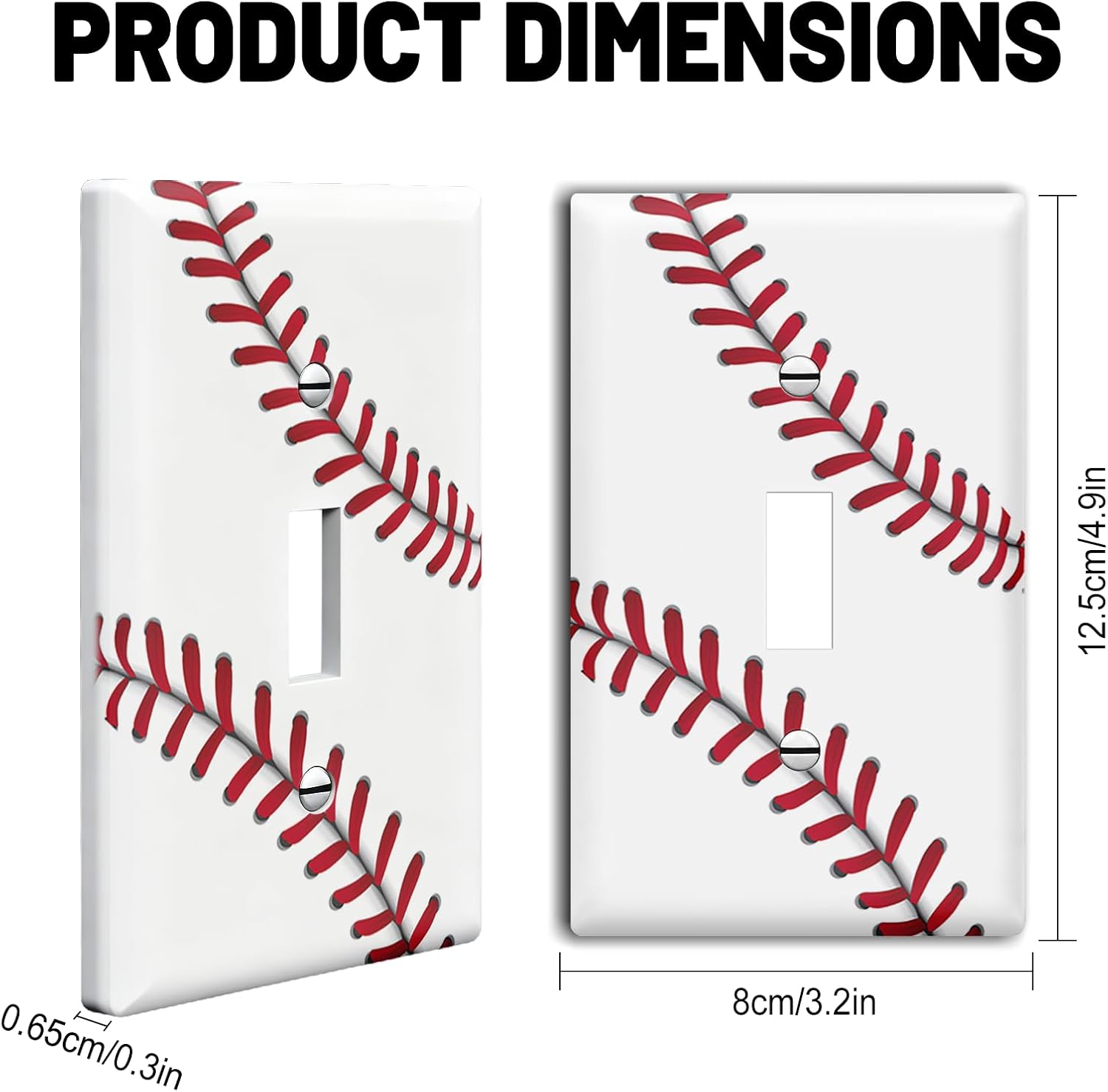 Baseball Light Switch Cover Plate Decorative Baseball Lover Wall Plates 1 Gang Single Toggle Walls Plate Lightswitch Cover Outlet Electrical Switchplate Baseballs Gifts Wall Decor, 2 Pack