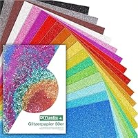 50x Glitzerpapier in A4: Buntes Glitter Papier mit 250 g/m² - Ideal für Bastelarbeiten und kreatives Gestalten - Fotokarton und Druckerpapier für Bastelpapier (50x Glitzerpapier - 250 g/m², 100)