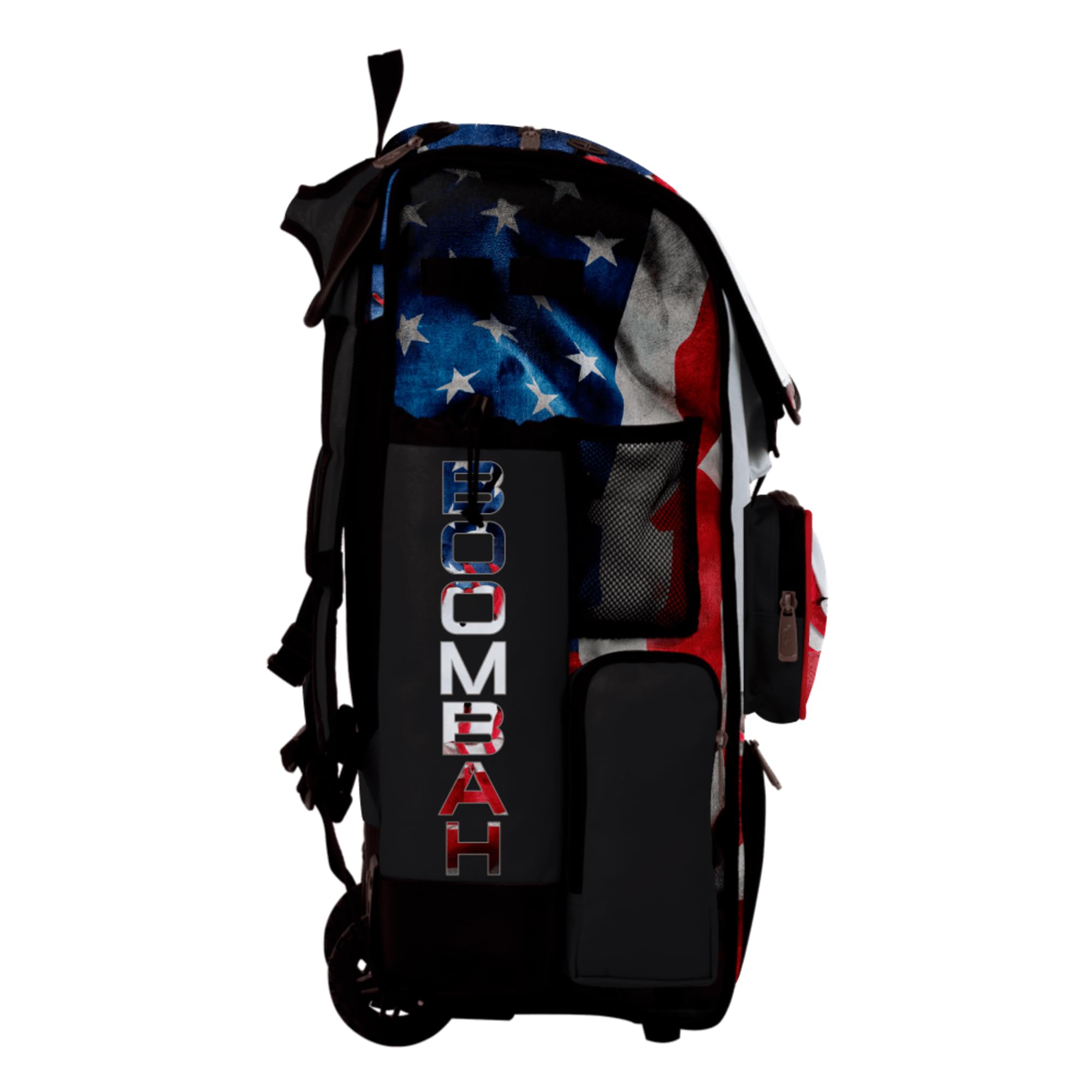 Boombah Superpack Hybrid Rolling Bat Bag - Wheeled & Backpack Version - USA Baseball Represent Red/Royal Blue/White