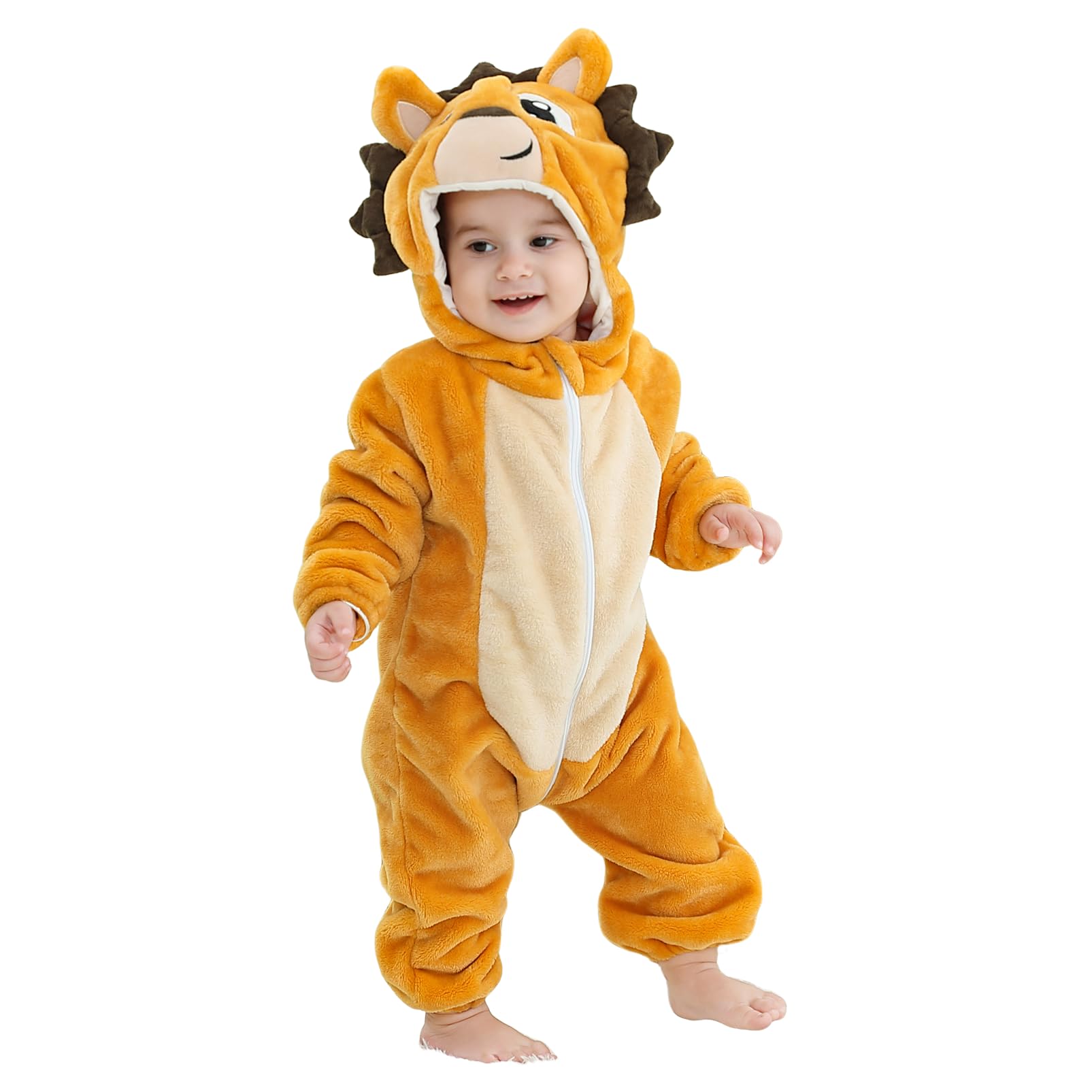 Pagliaccetto Neonato Invernale Costume Neonato, Flanella Unicorno Dinosauro Costume Neonata Sacco Nanna con Cappuccio Animale Tuta Neve Tutone Pile Bambino 0-36 Mesi