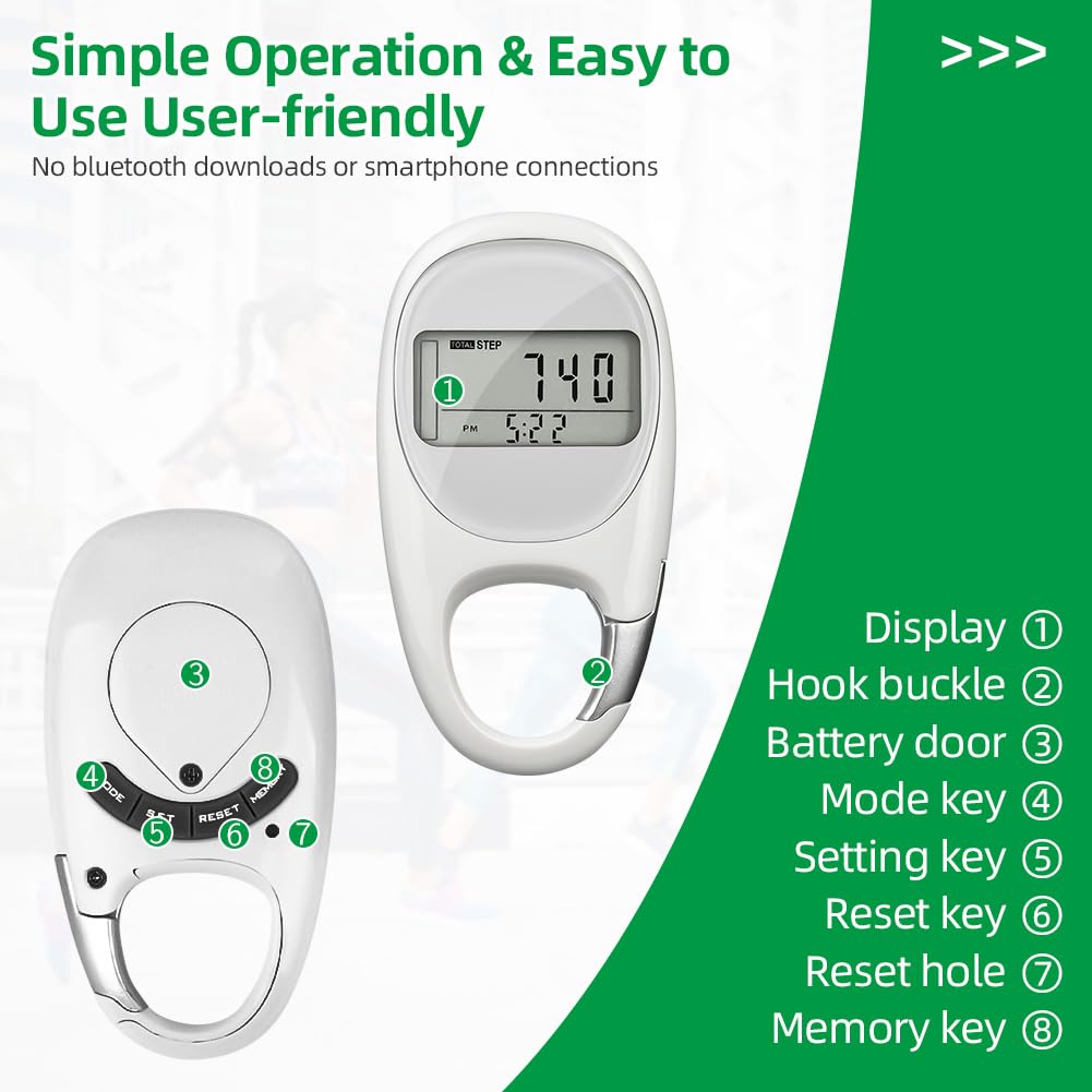 Flintronic Pedometro Contapassi da Passeggio, 3D Contapassi Elettronico Accuratamente, Pedometro Sportivo Portatile con Cordino a Clip per Bambini/Fitness Uomo/Donna/Anziani