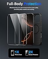 Vista 3 de Vihibii Funda magnética para iPhone 16 Pro con soporte, protector de pantalla HD integrado (paquete de 2) y funda para cámara deslizante