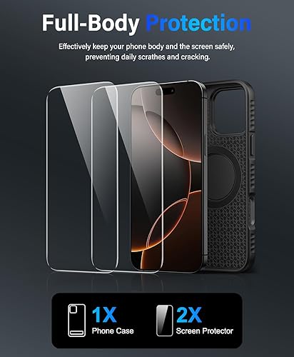 Miniatura 3 de Vihibii Funda magnética para iPhone 16 Pro con soporte, protector de pantalla HD integrado (paquete de 2) y funda para cámara deslizante