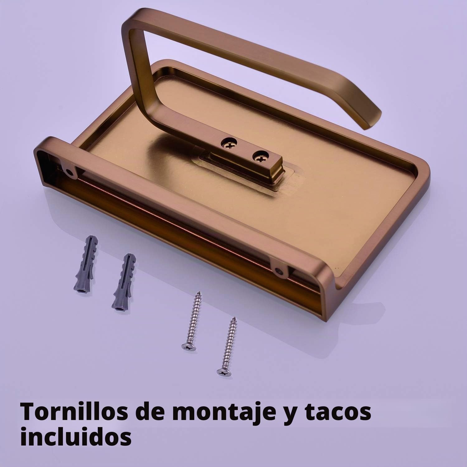 TRUSTMI Soporte de Papel higiénico con Estante para teléfono, Accesorios de baño de Bronce, dispensador de Rollo de pañuelos montado en la Pared, Oro Rosa Cepillado