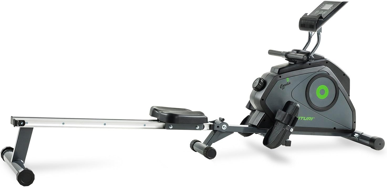 Tunturi Unisex Cardio Fit R30 Folding Rowing Machine, Dark Grey/Green