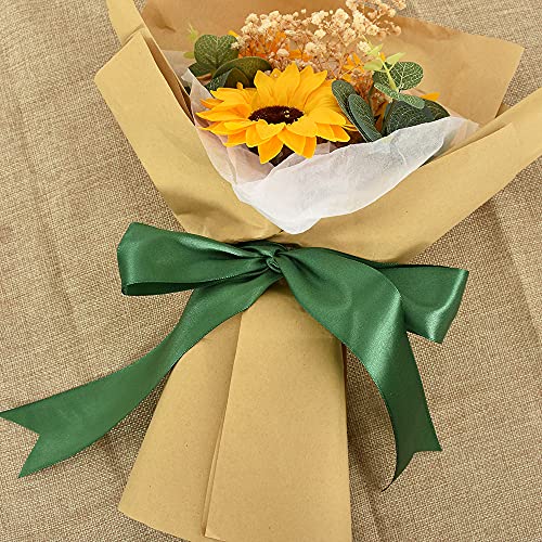 TONIFUL 4cm X 22M Wide Dark Green Satin Ribbon Solid Fabric Ribbons for Wedding Car Decoration Chair Sash Crafts Gift Wrapping Cutting Ceremony Table Bows Floral Sewing Party Decoration - Image 3
