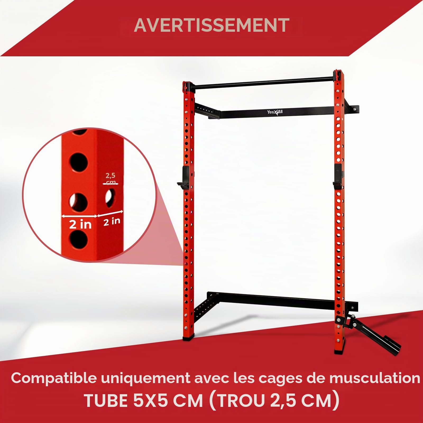 'Yes4All 350 LBS Capacity - Dip Bars for 2x2 with 1'' Hole Power Cage, Squat Rack Attachments - Narrow and Wide Grip Handles Dip Attachment for Dips, Pull Up, Push-up'
