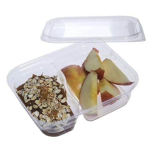 Miniatura 2 de Plástico Carryout Snack Box Envase 2-Compartimento Transparente PET 450 por caja