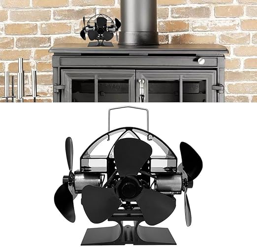 Fireplace Fan, Silent Operation Three Headed Stove Fan without