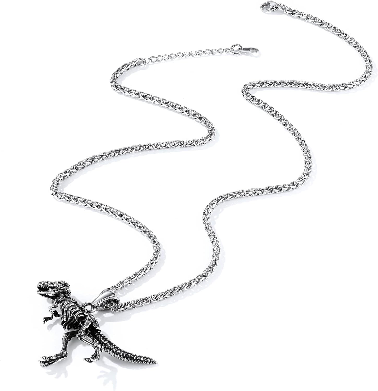 Richsteel Crocodile Dinosaur Raven T-Rex Skeleton Necklace for Men Punk Animal Fossil Jewelry - Image 6