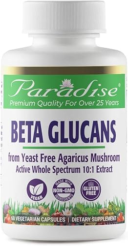 Paradise Herbs Beta glucanos, veganos, sin OMG, sin gluten, 60 cápsulas vegetarianas