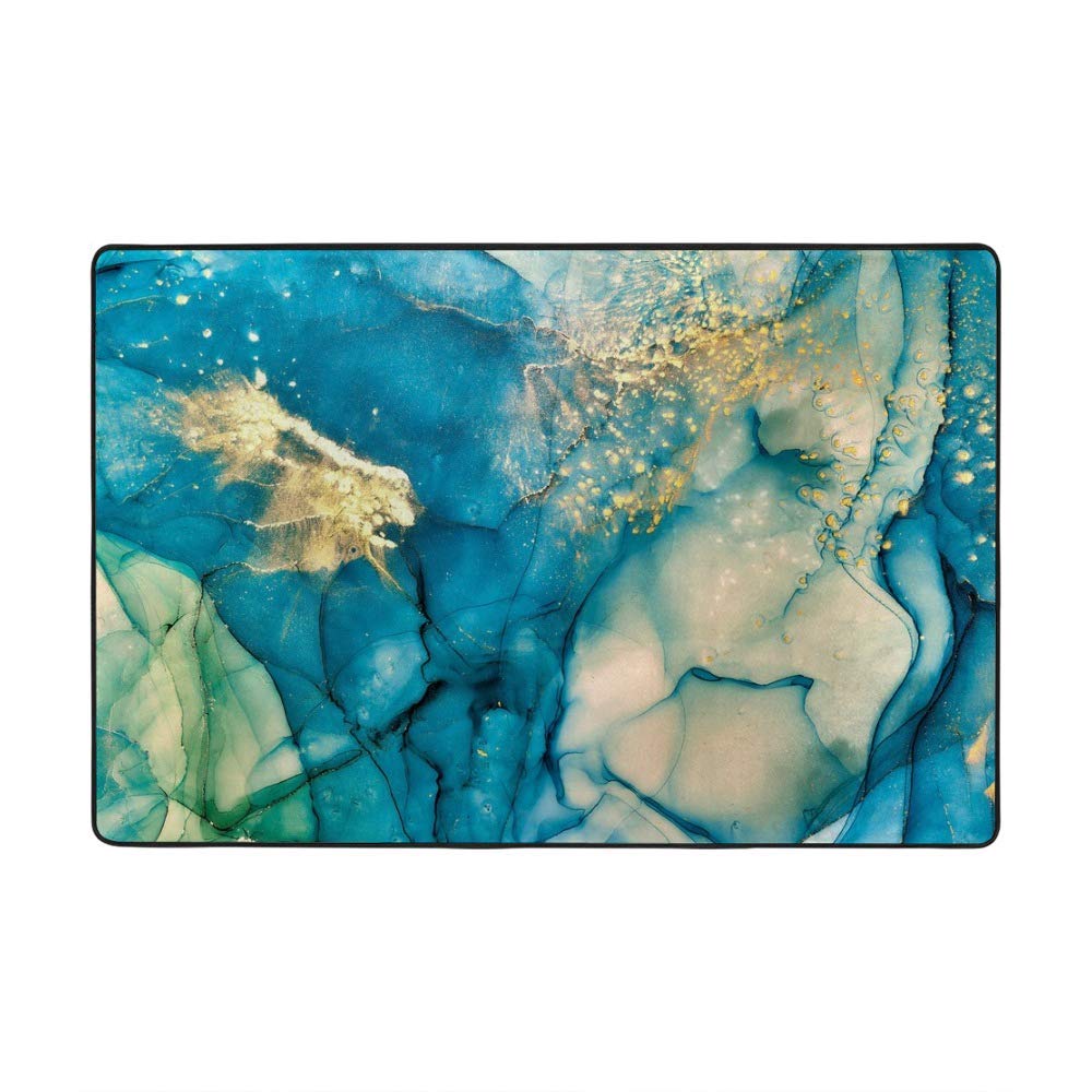 Tapis fluide abstrait turquoise grand modèle pour réveiller un salon terne