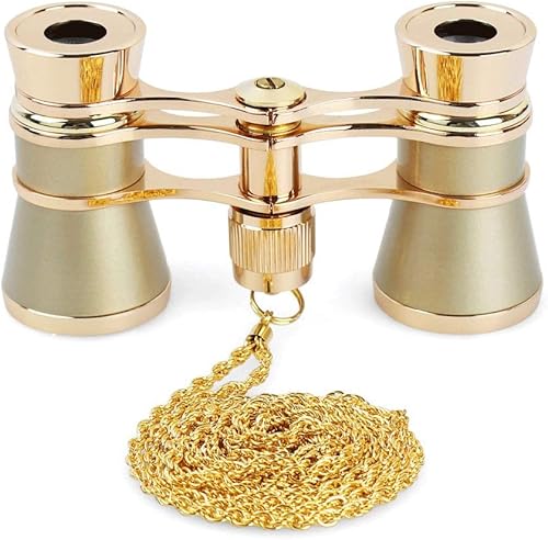 XXXDXDP 3 X 25 Classic Foldable Opera Glasses Binoculars Metal Body with Chain Optical Lens Theater Telescope Retro Design Women Gifts (Color D)