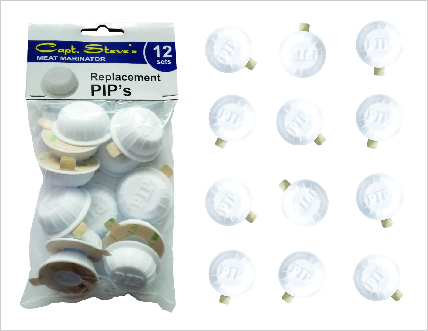 Capt Steve’s Marinator 12-Pc Pack by Dr. Organizer – Universal Replacement Injector Pips for Meat Injectors – Single-Use, Seal Marinades in Packaging, Ideal for Vacuum-Sealed Meat