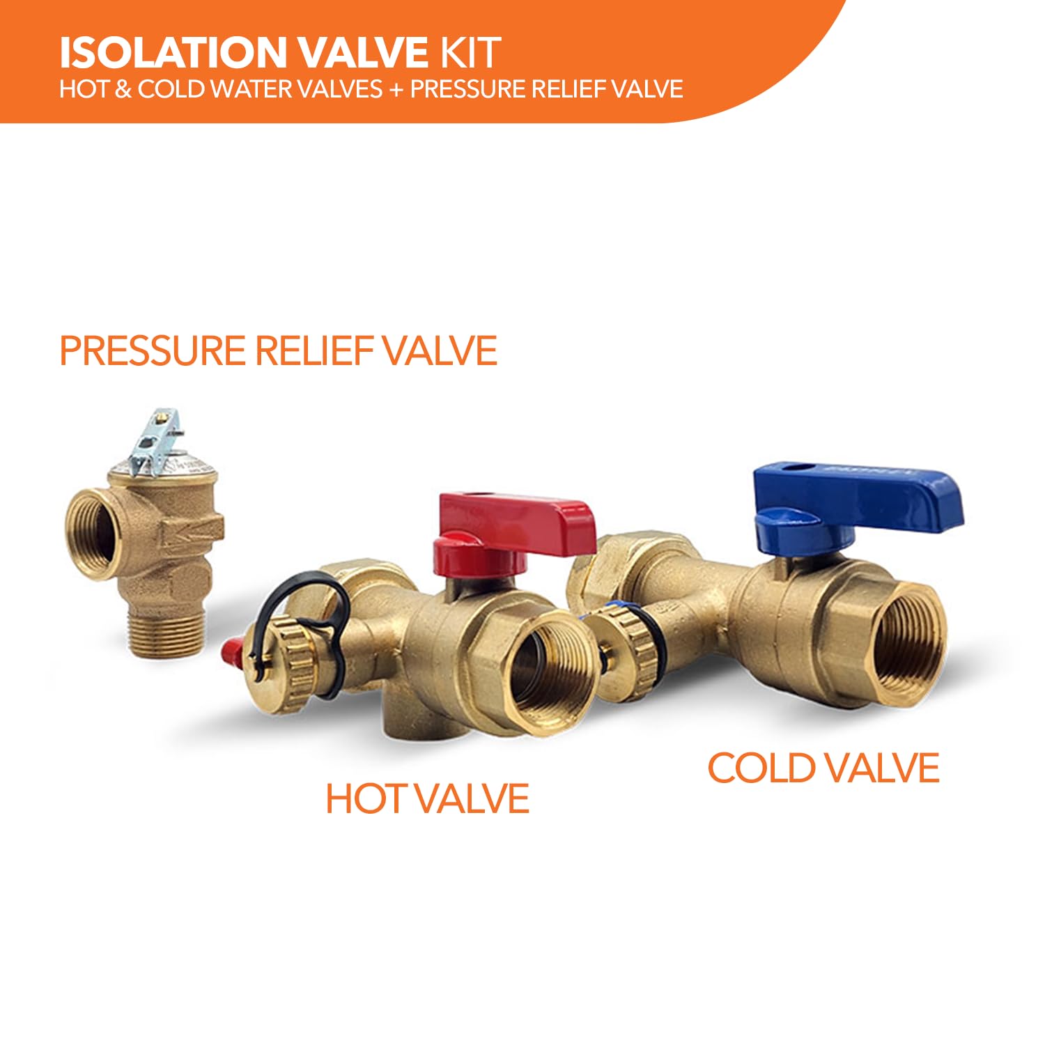 3/4 Inch IPS Isolator Valve Kit For Tankless Water Heaters – Includes Pressure Relief & Drain Valves